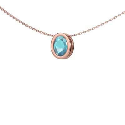 Hanger Lavon OVL 585 rosé goud blauw topaas 7,5x5,5 mm