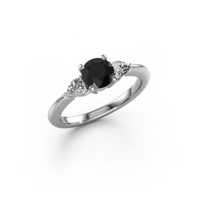 Verlovingsring Chanou RND 585 witgoud zwarte diamant 1.26 crt