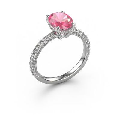 Engagement ring Saskia 2 ovl 950 platinum pink sapphire 9x7 mm