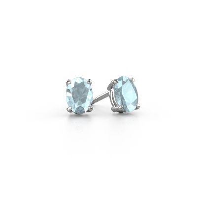 Clous d'oreilles Sam OVL 950 platine aigue-marine 7x5 mm