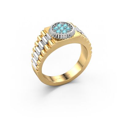 Men's ring Nout 585 gold blue topaz 2 mm