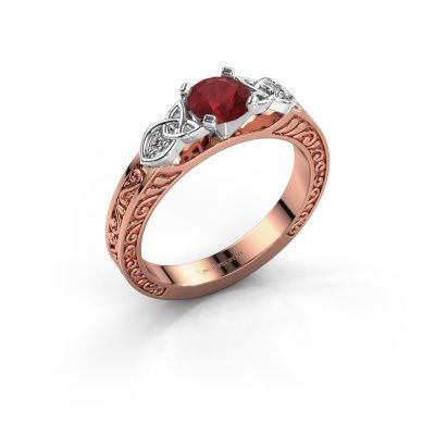 Engagement ring Gillian 585 rose gold ruby 5 mm