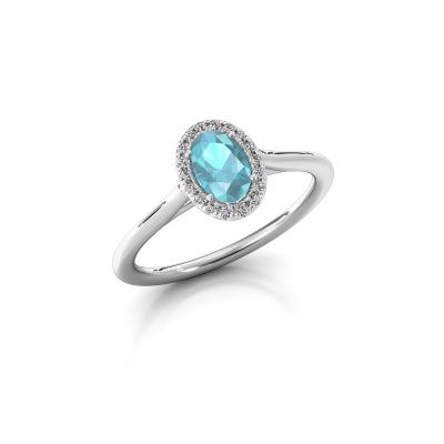 Engagement ring Seline ovl 1 950 platinum blue topaz 6x4 mm
