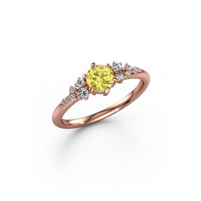 Engagement ring Royce RND 585 rose gold yellow lab grown diamond 5 mm