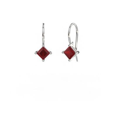 Pendants d'oreilles Cleo SQR 585 or blanc rubis 5.5 mm