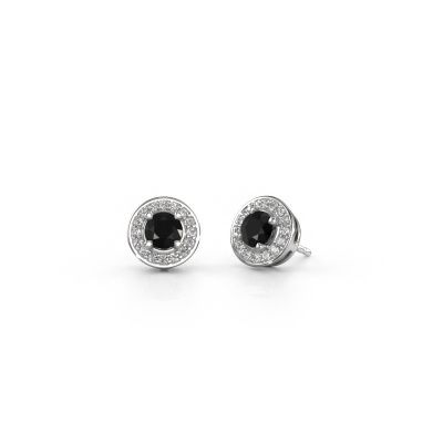 Ohrsteckers Agaat 950 Platin Schwarz Diamant 1.52 crt