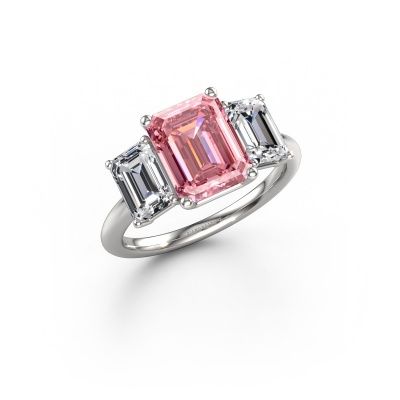 Engagement ring Sandra 950 platinum pink lab grown diamond 9x7 mm