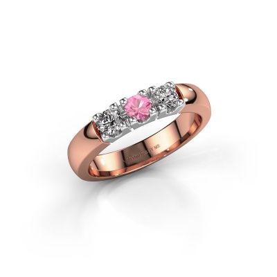 Ring Rianne 3 585 rosé goud roze saffier 3.4 mm