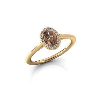 Verlovingsring Seline ovl 1 585 goud bruine diamant 0.49 crt