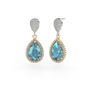 Drop earrings Tilly per 2 585 gold blue topaz 12x8 mm