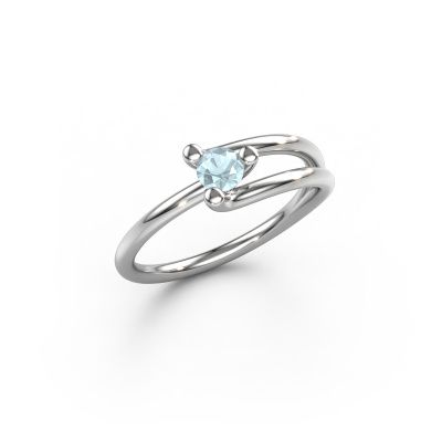 Ring Roosmarijn 585 white gold aquamarine 3.7 mm