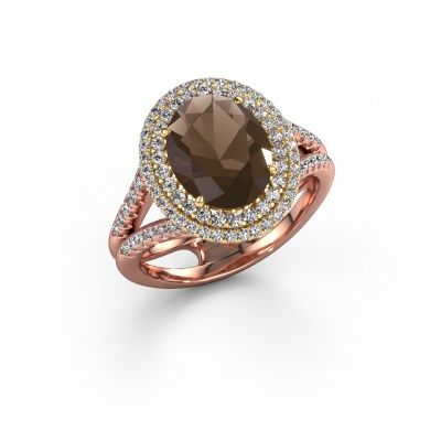 Verlobungsring Elvie 585 Roségold Rauchquarz 10x8 mm