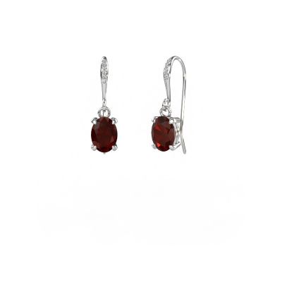 Pendants d'oreilles Laurie OVL 2 950 platine grenat 7x5 mm