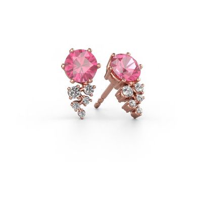Boucles d'oreilles Royce 585 or rose saphir rose 6 mm