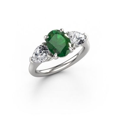 Engagement ring Carma OVL 585 white gold emerald 9x7 mm
