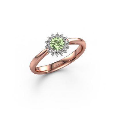 Engagement ring Tilly RND 1 585 rose gold green lab grown diamond 4.2 mm
