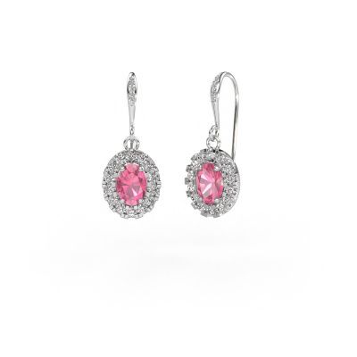 Drop earrings Jorinda 2 585 white gold pink sapphire 7x5 mm