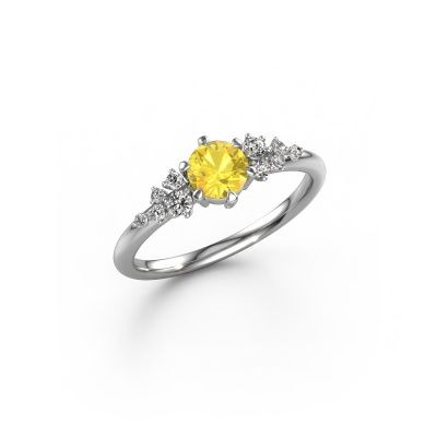 Bague de fiançailles Royce RND 585 or blanc saphir jaune 5 mm