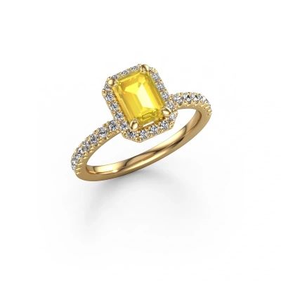 Verlovingsring Miranda EME 585 goud gele saffier 7x5 mm