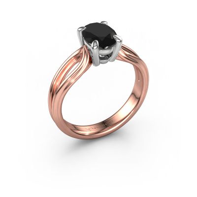 Engagement ring Antonia ovl 1 585 rose gold black diamond 1.40 crt