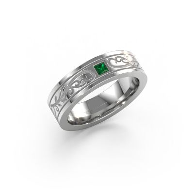 Men's ring Matijs 585 white gold emerald 3 mm