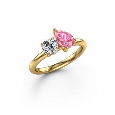 Engagement ring Toi et Moi PER-RND 585 gold pink sapphire 7x5 mm