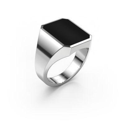 Signet ring Lars 4 585 white gold onyx 15x12 mm
