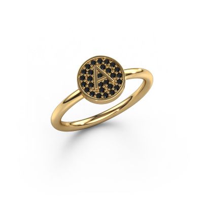 Ring Initial ring 021 585 gold black diamond