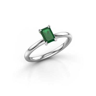 Engagement ring Crystal EME 1 585 white gold emerald 6x4 mm