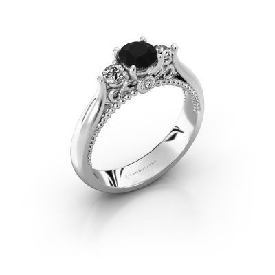 Verlovingsring Tiffani 585 witgoud zwarte diamant 0.84 crt