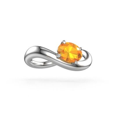 Bague de fiançailles Chloe OVL 585 or blanc citrine 7,5x5,5 mm