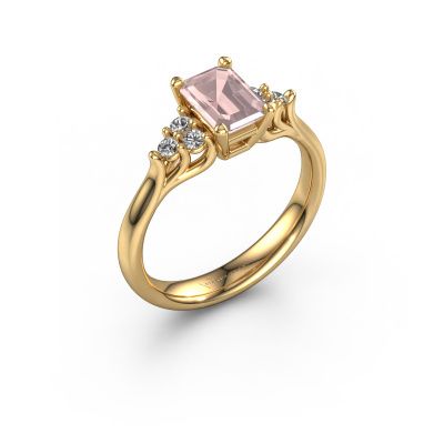 Engagement ring Monika EME 585 gold morganite champagne 7x5 mm