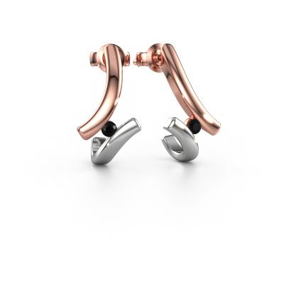 Ohrringe Amy 585 Roségold Schwarz Diamant 0.108 crt