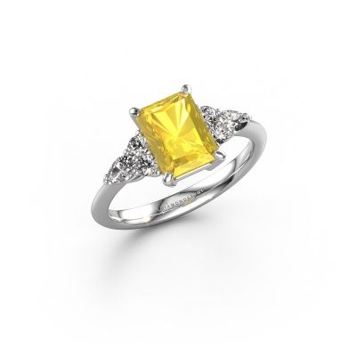 Verlobungsring Melani RAD 950 Platin Gelb Saphir 8x6 mm