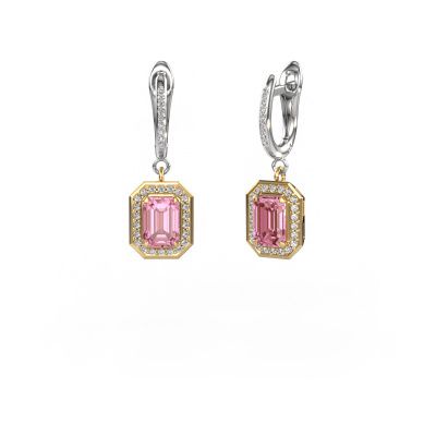 Drop earrings Dodie 2 585 gold pink lab grown diamond 6.5x4.5 mm