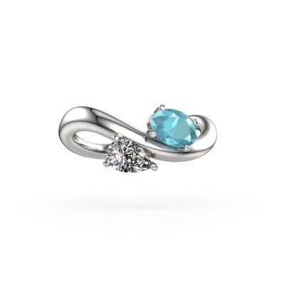 Engagement ring Chloe OVL-PER 585 white gold blue topaz 6.5x4.5 mm