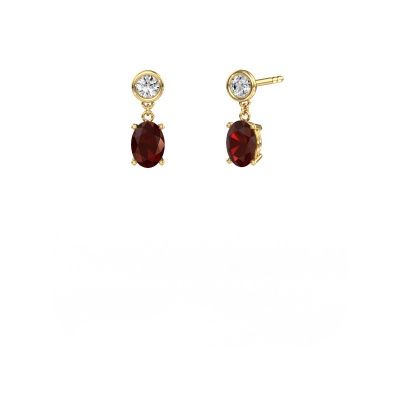 Drop earrings Lacey OVL 585 gold garnet 7x5 mm