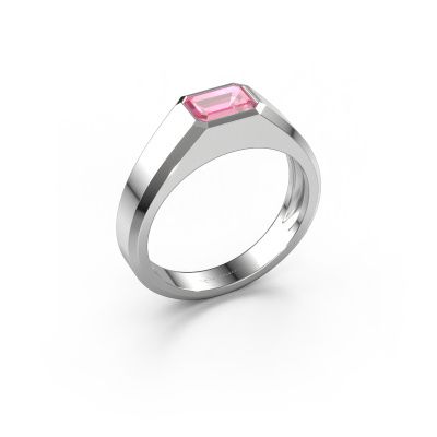 Men's ring Dylan 1 585 white gold pink sapphire 7x5 mm