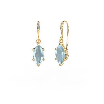 Drop earrings Laurie MRQ 2 585 gold aquamarine 10x5 mm