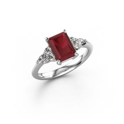 Engagement ring Melani RAD 950 platinum ruby 8x6 mm