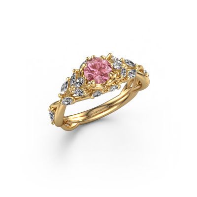 Engagement ring Samantha RND 585 gold pink lab grown diamond 5 mm