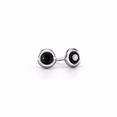 Clous d'oreilles Lieke RND 585 or blanc diamant noir 0.60 crt