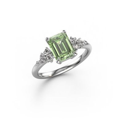 Engagement ring Royce EME 950 platinum green lab grown diamond 8x6 mm