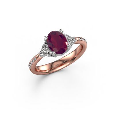 Verlobungsring Aleida OVL 2 585 Roségold Rhodolit 8x6 mm