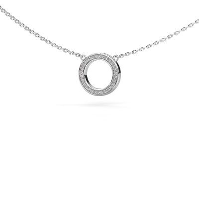 Pendant Round 1 585 white gold zirconia 0.8 mm