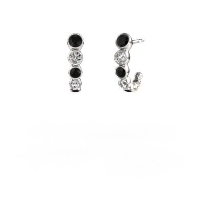 Clous d'oreilles Suzie 585 or blanc diamant noir 1.392 crt