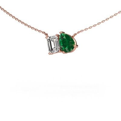 Pendant Toi et Moi PER EME 585 rose gold emerald 8x6 mm