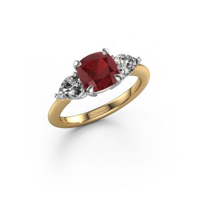 Engagement ring Chanou CUS 585 gold ruby 7 mm