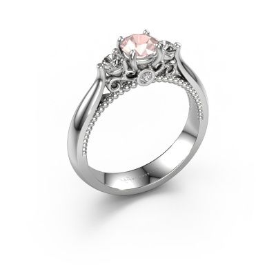 Engagement ring Tiffani 950 platinum morganite champagne 5 mm