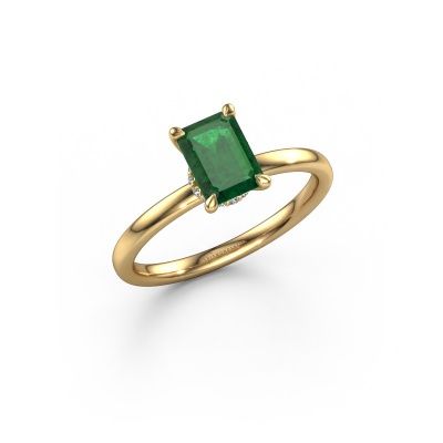 Engagement ring Crystal EME 3 585 gold emerald 7x5 mm